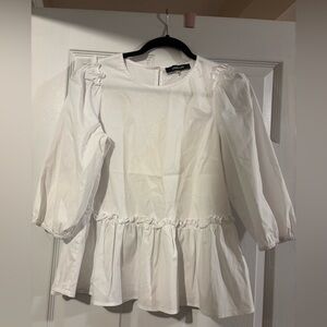 Sugarlips White Ruffle Hem Blouse